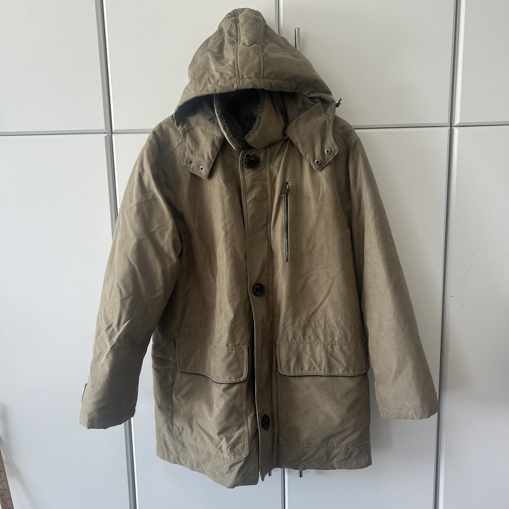 Rainforest Mens Hooded Parka Jacket Olive Khaki Sherpa Collar XL Winter Coat